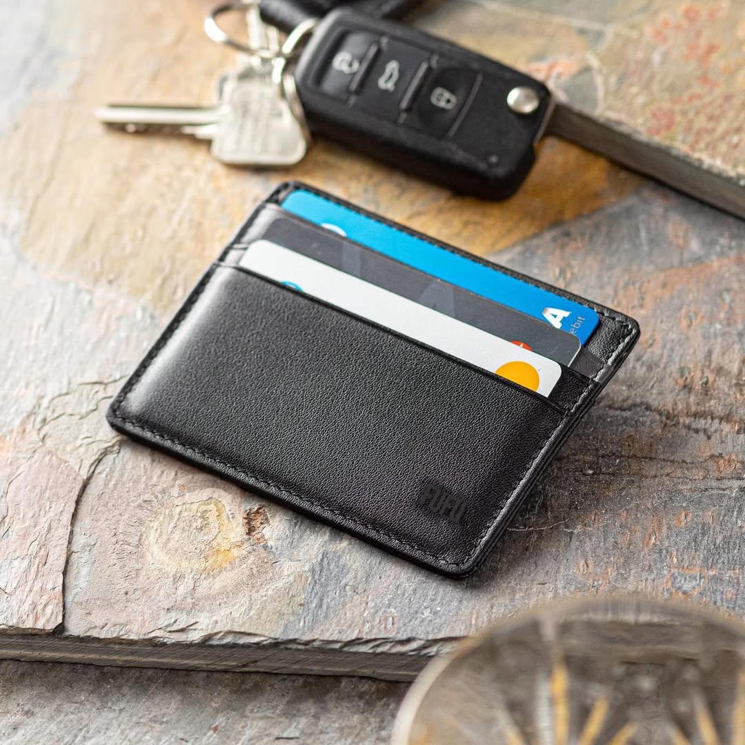 LEATHER CARD WALLET Black